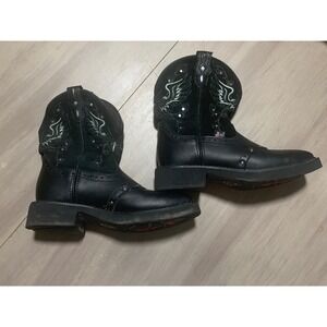 Justin Gypsy Black Leather Suede Western Cowboy Boots Square Toe L9977 Womens 7B